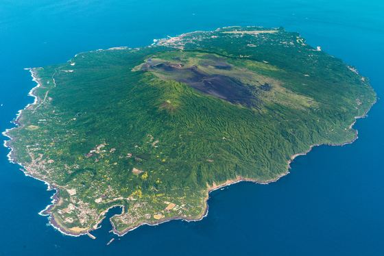 Izu Oshima seen from the air